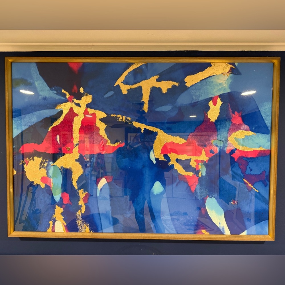 Abstract Blue and Gold Wall Art